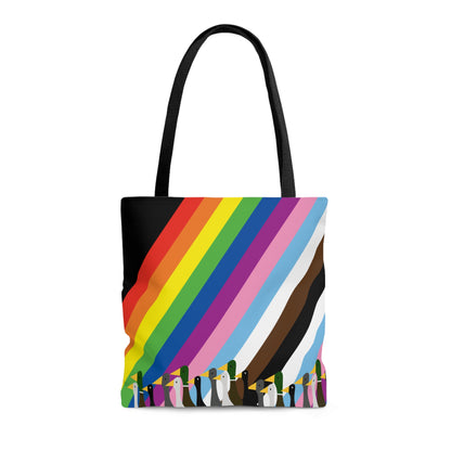 Ducks Marching - Pride Colors - Black - Tote Bag