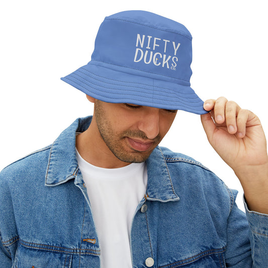 Nifty Ducks Co -  Logo - Fennel Flower 74a6ff - Bucket Hat (AOP)