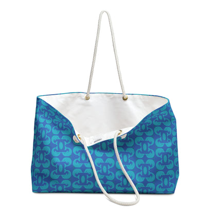 Playful Dolphins - Maximum Blue Green 33cccc - Azure 0080FF - Weekender Bag