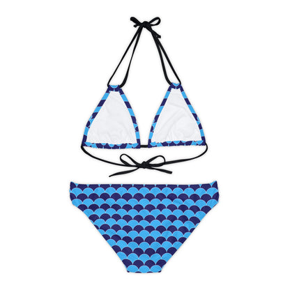 Blue Fans - Azure 0080FF - Strappy Bikini Set