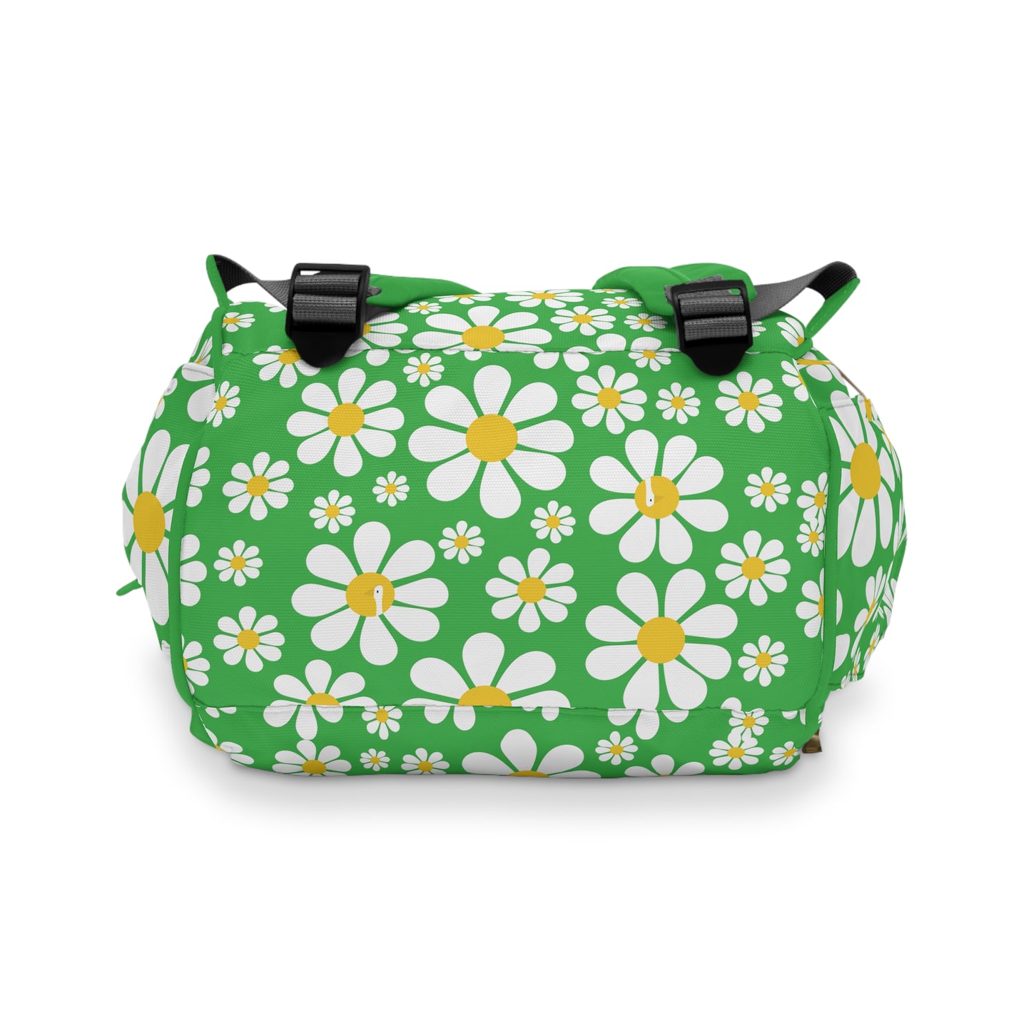 Ducks in Daisies - Lime Green 21C12E  - Multifunctional Diaper Backpack