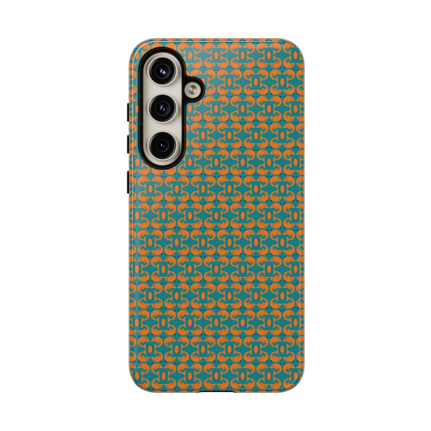 Playful dolphins - Orange - Aqua 008E97 - Tough Cases