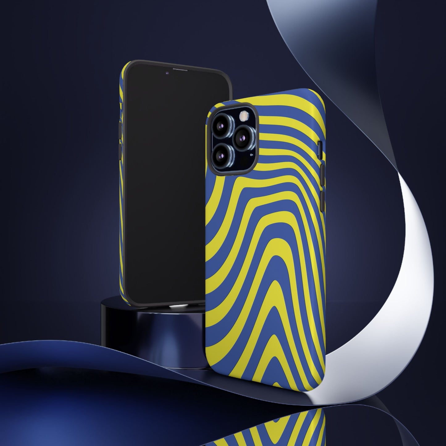 Retro wavy - yellow and blue - Tough Cases