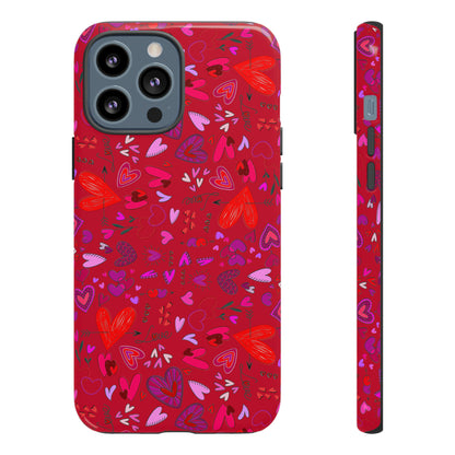 Heart Doodles - Fire Engine Red c8092e - Tough Cases