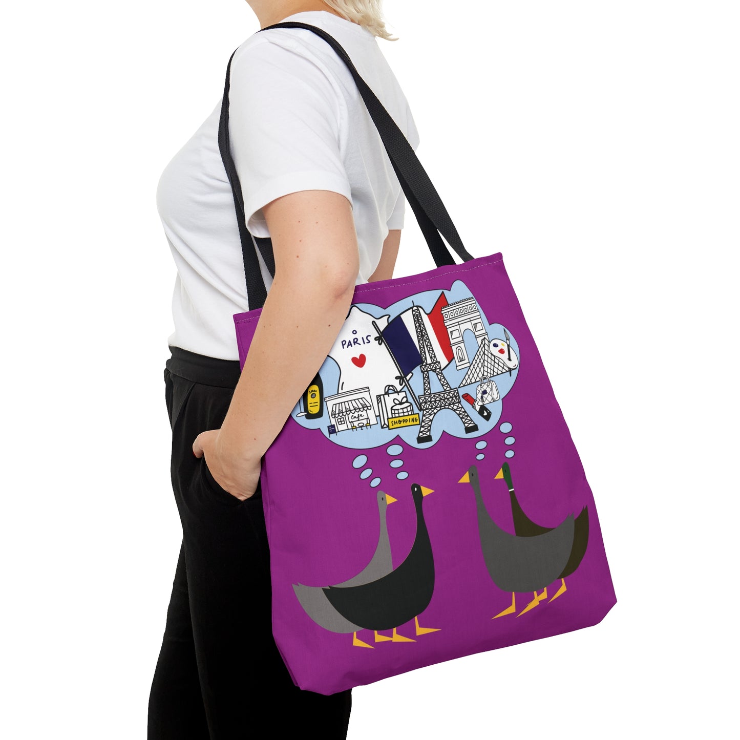 Ducks dreaming of Paris - Deep Magenta B805AE - Tote Bag