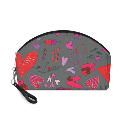 Heart Doodles - Dim Gray 646a6a - Makeup Bag