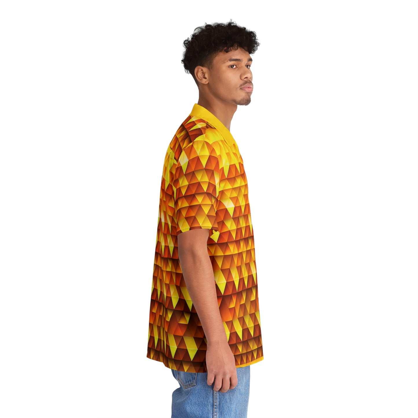 Golden Radiance - Sizzling Sunrise ffdb00 - Men's Hawaiian Shirt