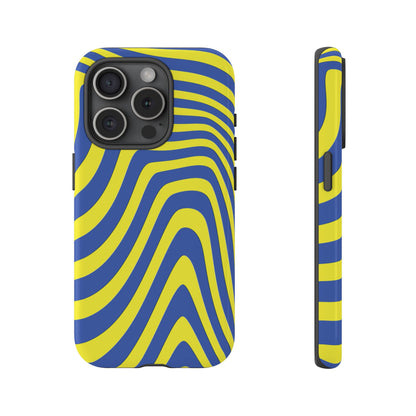 Retro wavy - yellow and blue - Tough Cases