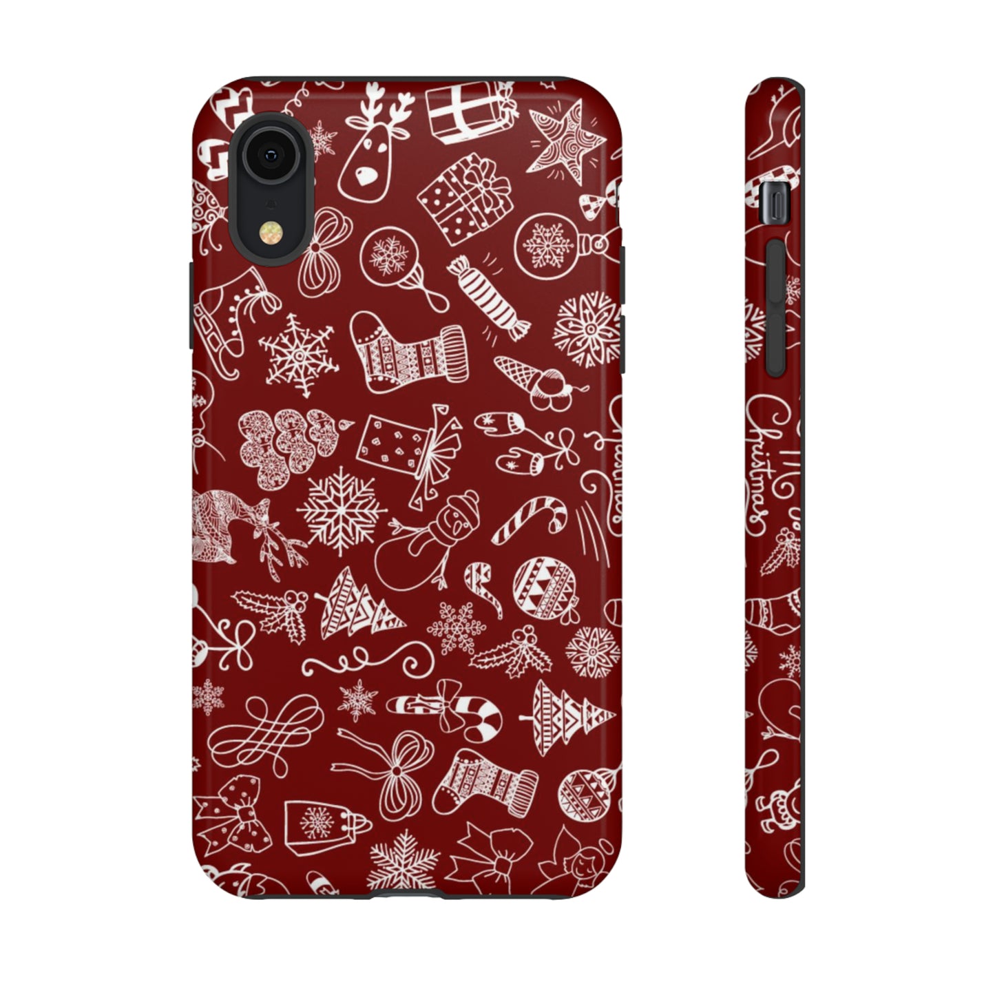 Christmas doodles on red - Tough Cases