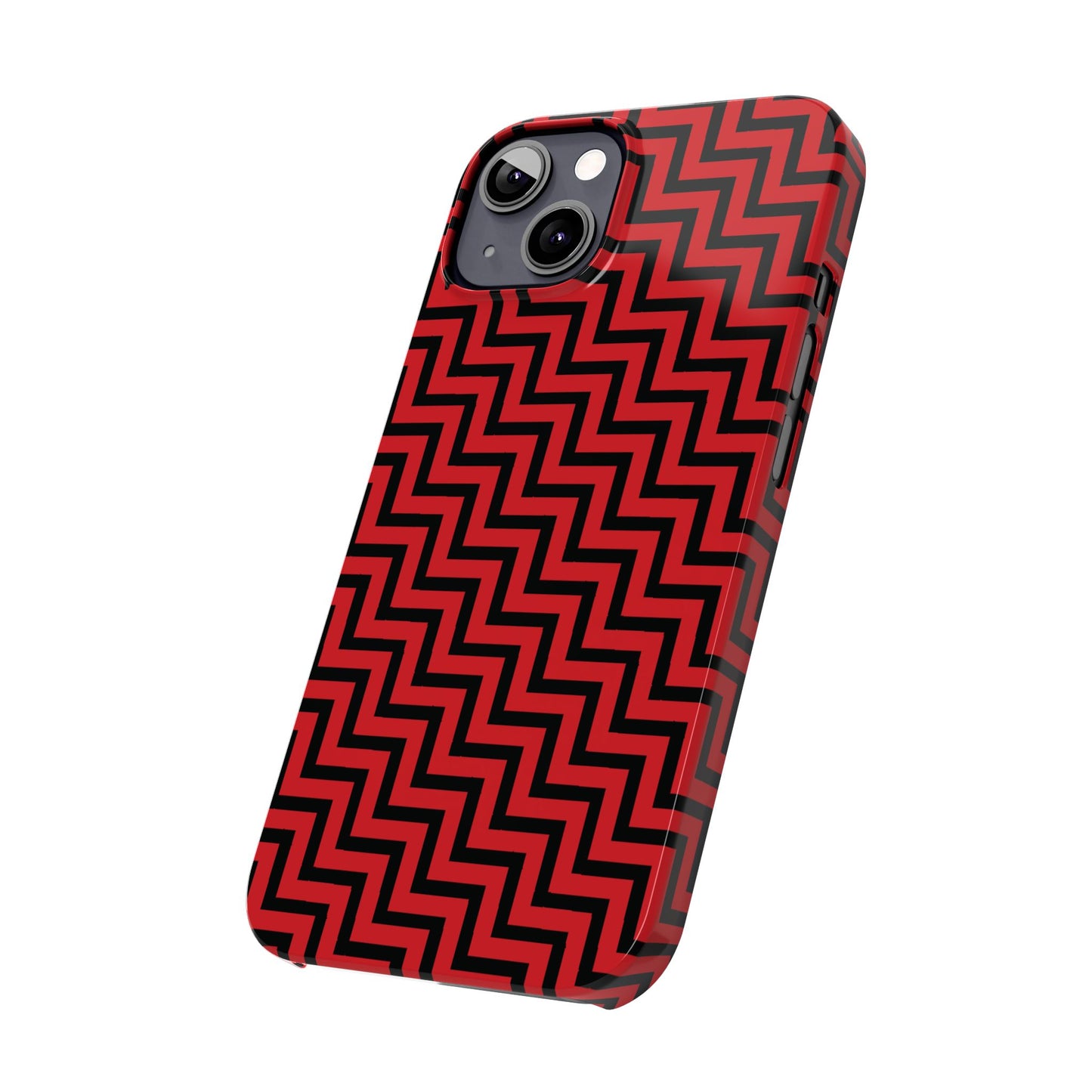 Zigs and Zags - Black - Scarlet - Slim Phone Cases