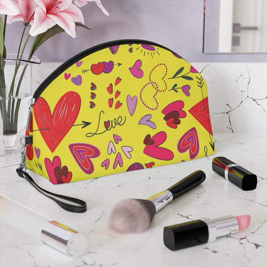 Heart Doodles - Yellow fff800 - Makeup Bag