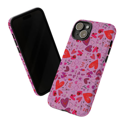 Heart Doodles - Fuschia Pink ff8eff - Tough Cases