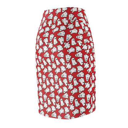 Boo - Ghosts - Halloween - Scarlet de0000 - Women's Pencil Skirt