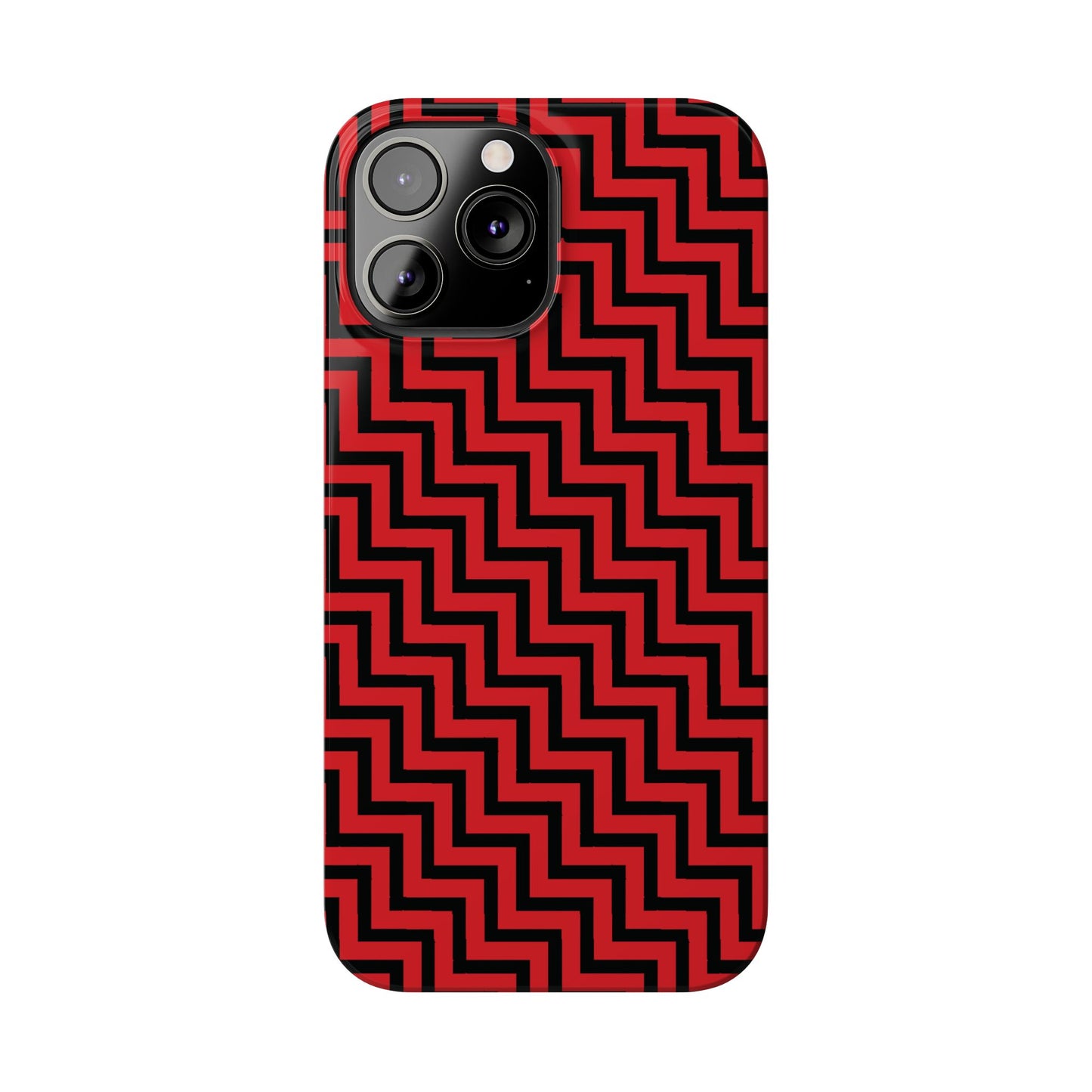 Zigs and Zags - Black - Scarlet - Slim Phone Cases