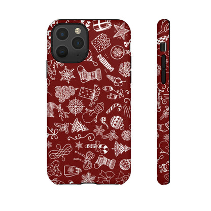 Christmas doodles on red - Tough Cases