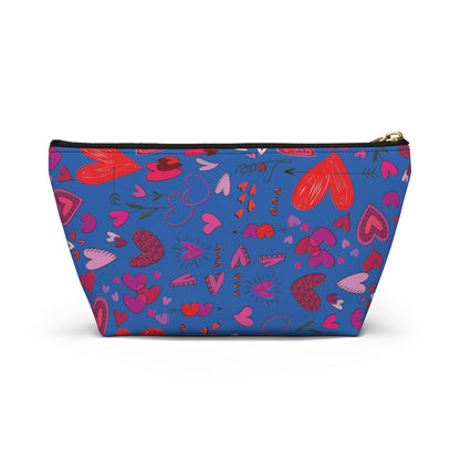 Heart doodles - Denim 0066cc - Accessory Pouch w T-bottom