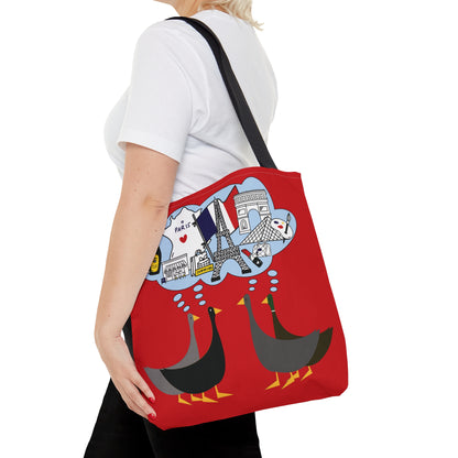 Ducks dreaming of Paris - Scarlet de0000 - Tote Bag