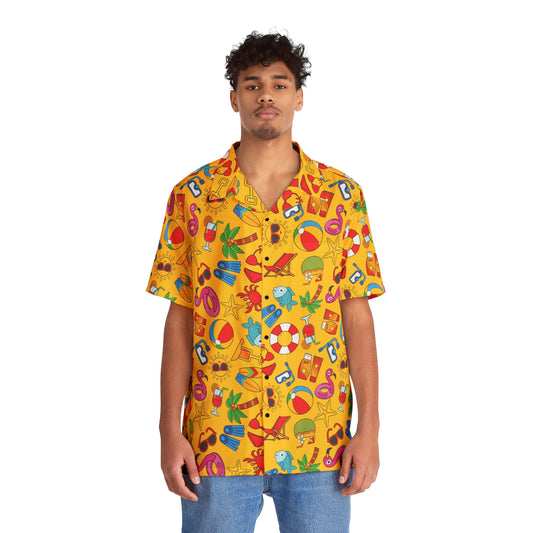 Summer Vibes - Gold Color ffcc00 - Men's Hawaiian Shirt