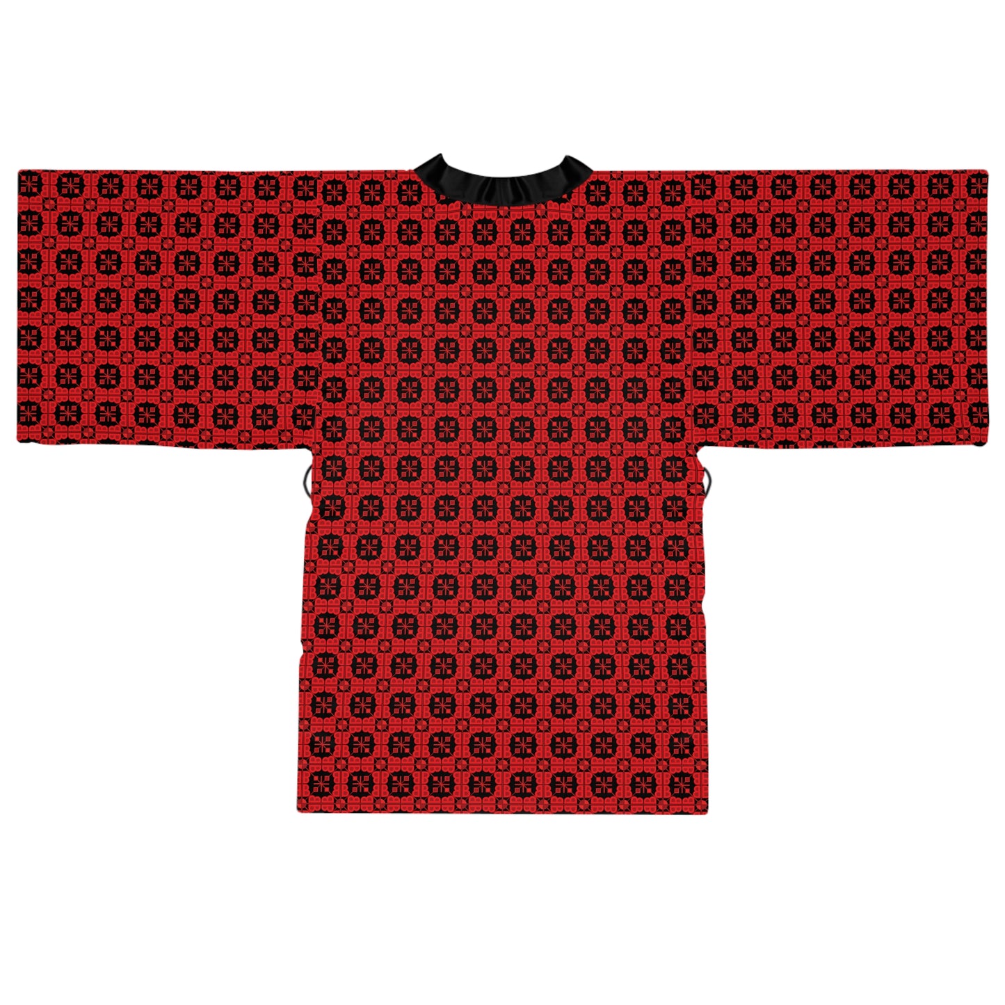 Letter Art - B - Red - Black 000000 - Long Sleeve Kimono Robe (AOP)