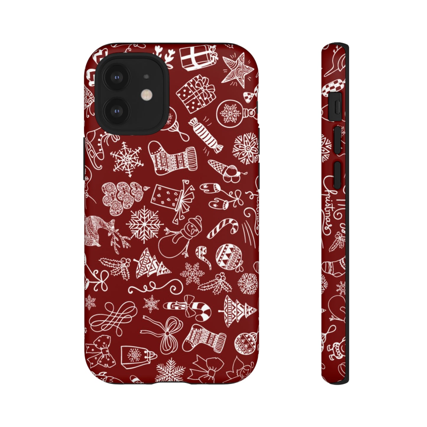 Christmas doodles on red - Tough Cases