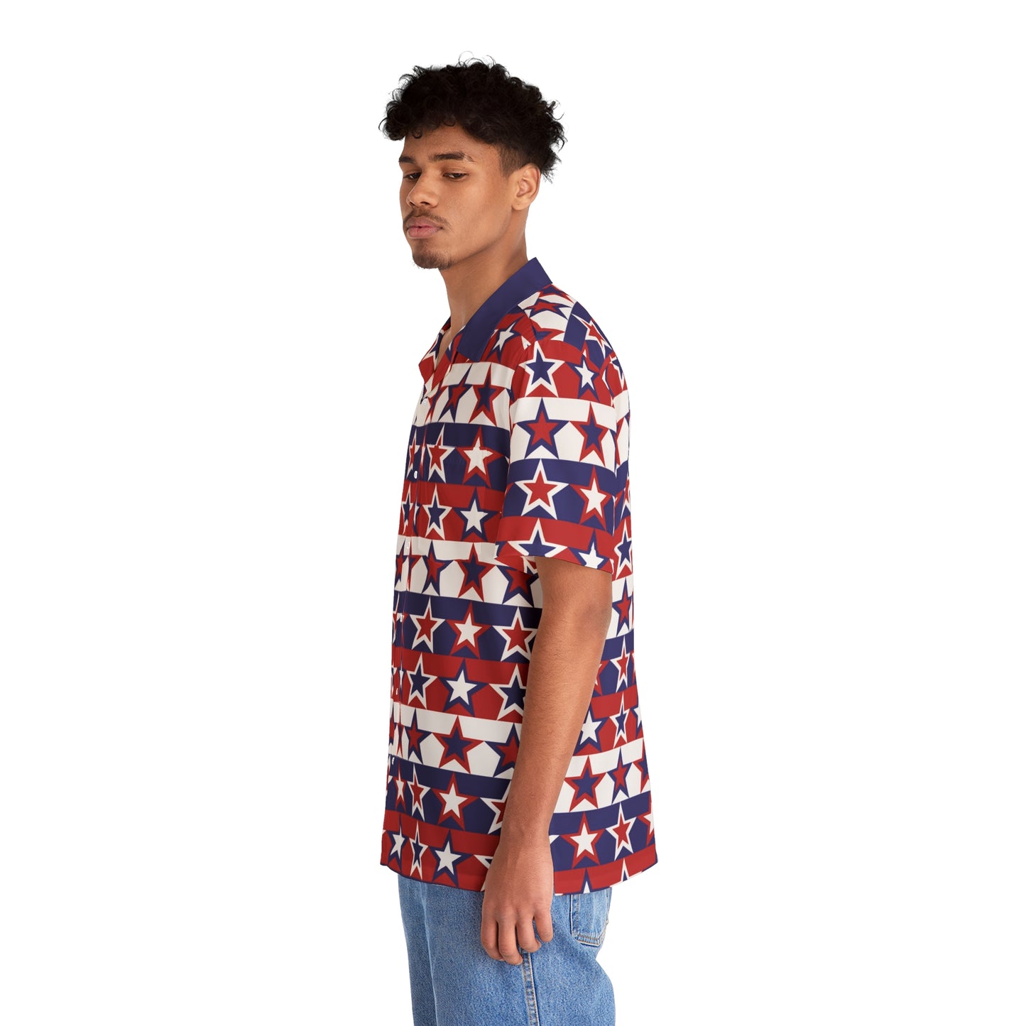 Red White and Blue Stars - Stripes - Men's Hawaiian Shirt