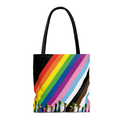 Ducks Marching - Pride Colors - Black - Tote Bag