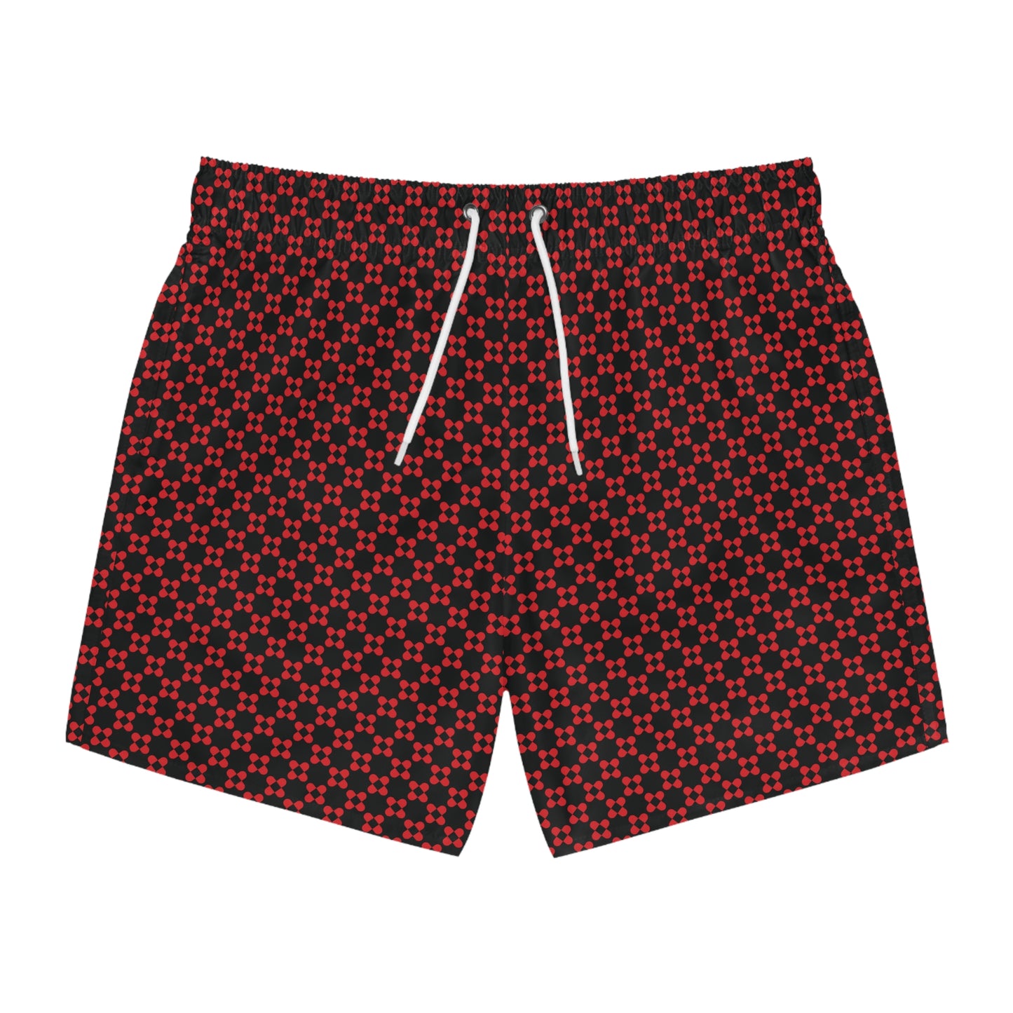 Pixel Petals - Red - Black - Swim Trunks