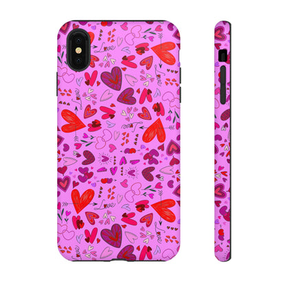 Heart Doodles - Fuschia Pink ff8eff - Tough Cases