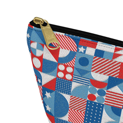 Red White and Blue Bold Pattern - Oil Paint Texture - Accessory Pouch w T-bottom