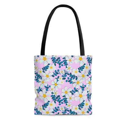 White Flowers on Pink - Tote Bag