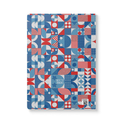 Red White and Blue Bold Pattern - Oil Paint Texture - Softcover Journal