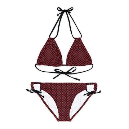 Pixel Petals - Red - Black - Strappy Bikini Set