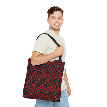 Ducks in the Deck - Red - Black 000000 - Tote Bag