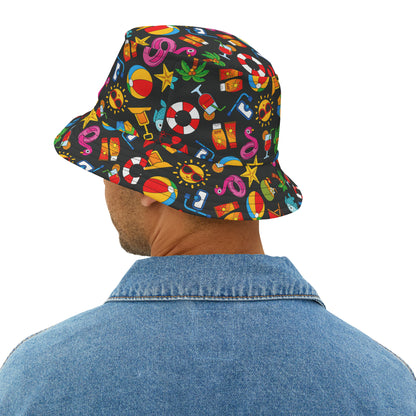 Summer Vibes - Black 000000 - Bucket Hat (AOP)