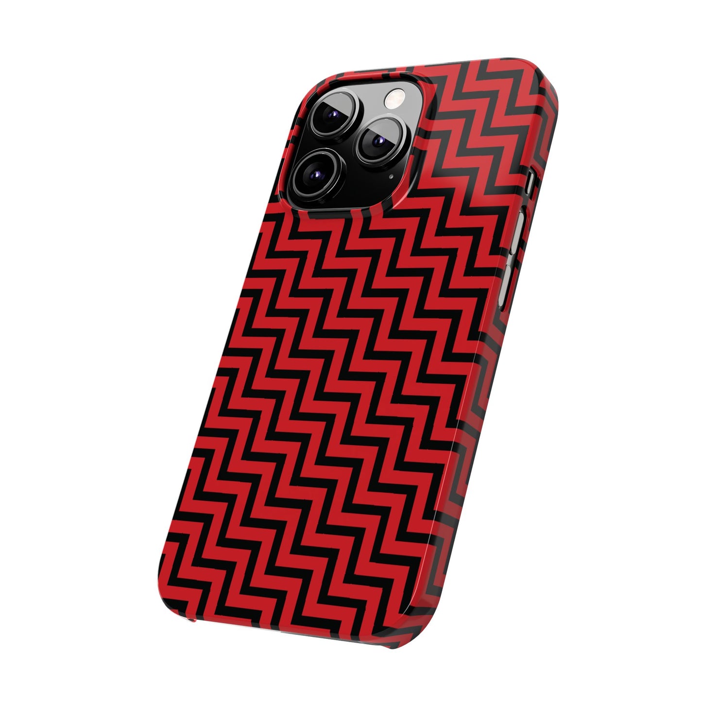 Zigs and Zags - Black - Scarlet - Slim Phone Cases