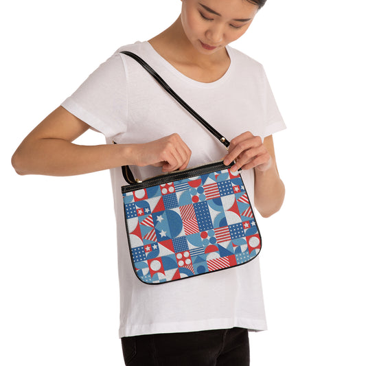 Red White and Blue Bold Pattern - Oil Paint Texture - Small Shoulder Bag