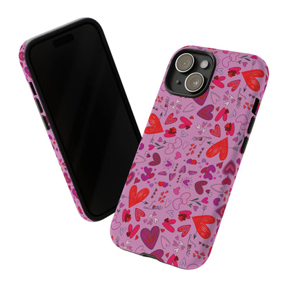 Heart Doodles - Fuschia Pink ff8eff - Tough Cases