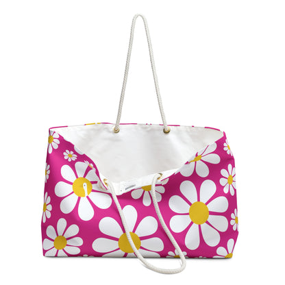 Ducks in Daisies - Large print - Mean Girls Lipstick ff00a8 - Weekender Bag