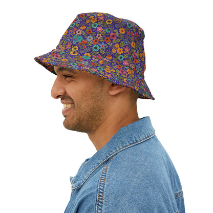 Playful Spring Flowers - Purple Heart 5412AB - Bucket Hat (AOP)