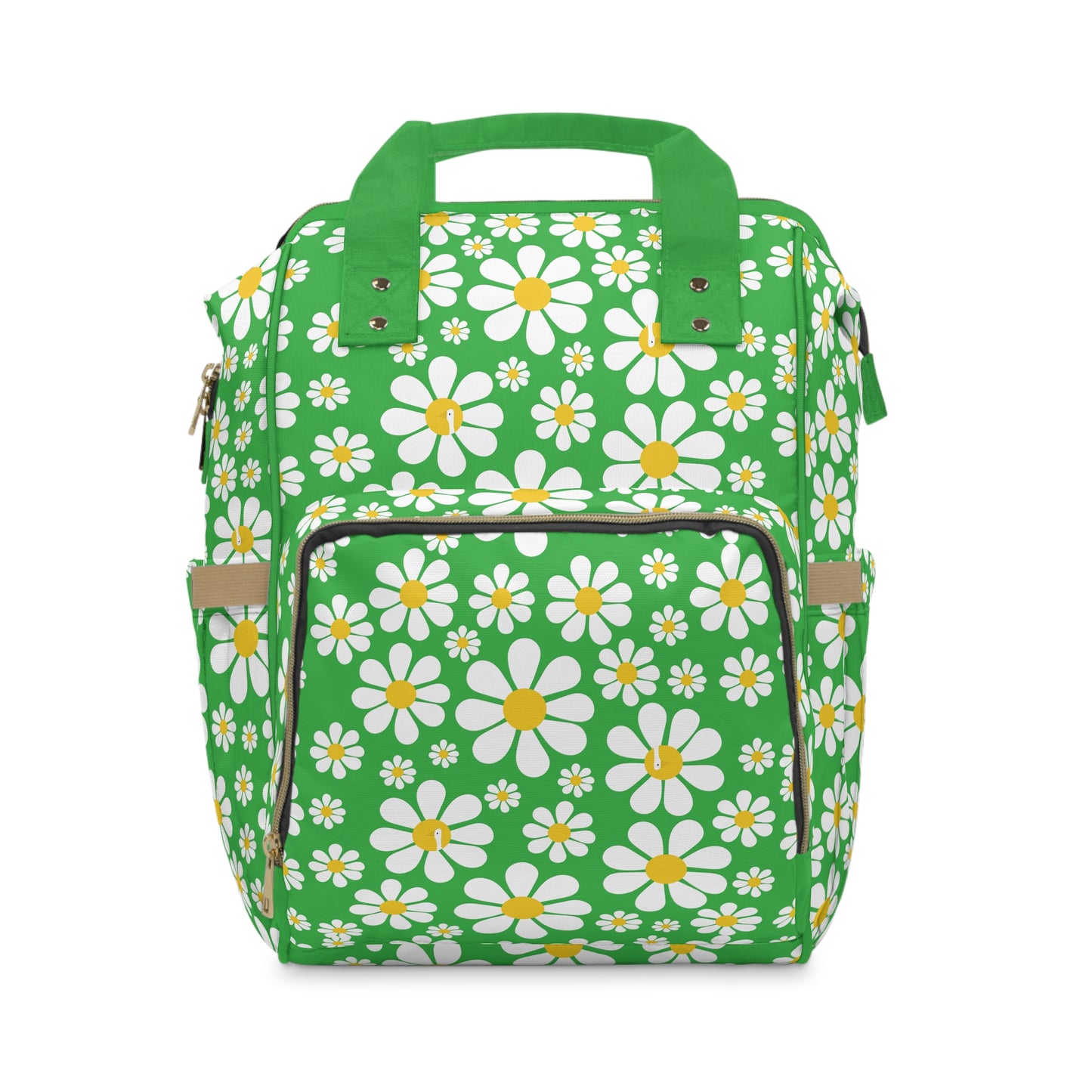 Ducks in Daisies - Lime Green 21C12E  - Multifunctional Diaper Backpack