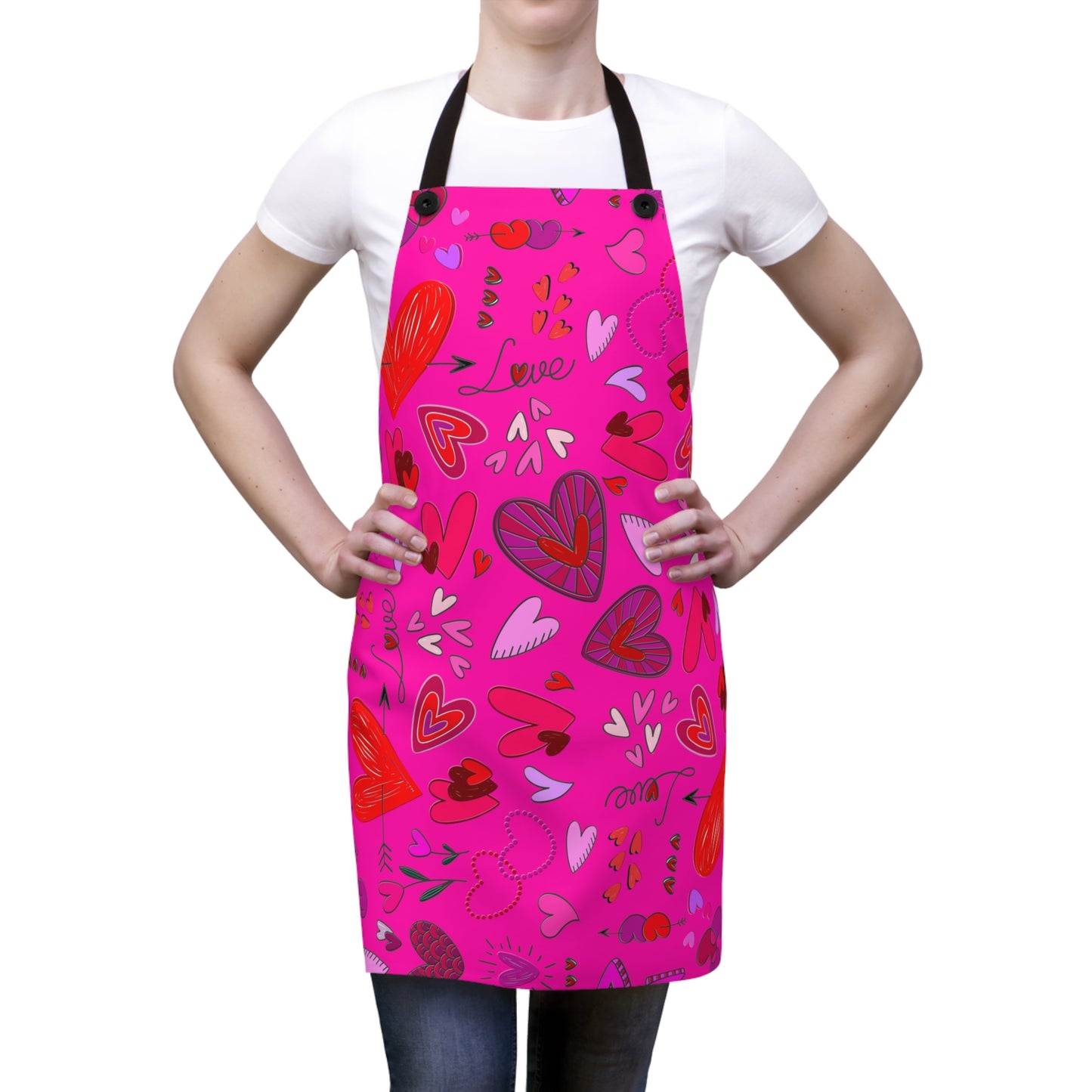 Heart Doodles - Mean Girls Lipstick ff00a8 - Apron