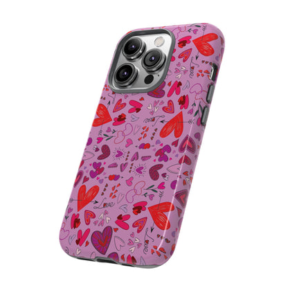 Heart Doodles - Fuschia Pink ff8eff - Tough Cases