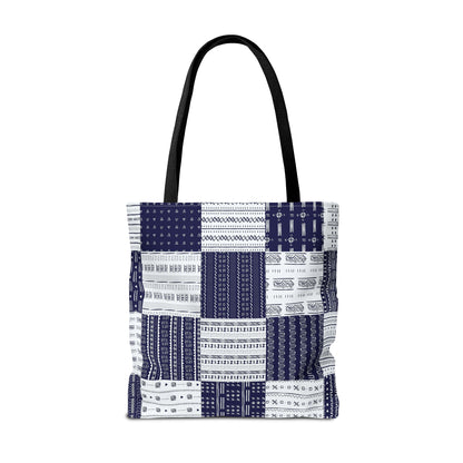 Mud Cloth Pattern - Blue White - Tote Bag