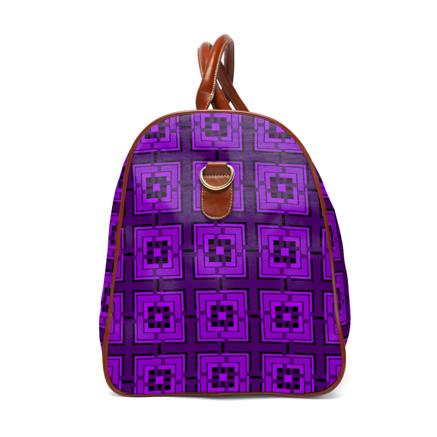 Intersecting Squares - Purple - Black 000000 - Waterproof Travel Bag