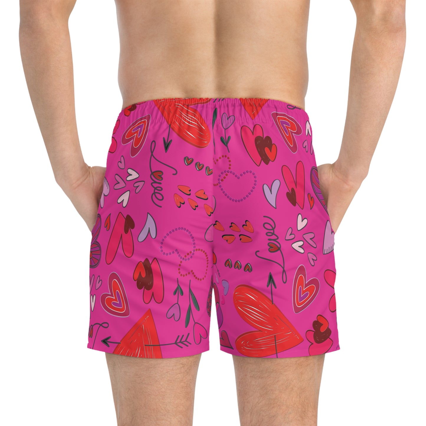 Hearts Doodle - Mean Girls Lipstick ff00a8 - Swim Trunks