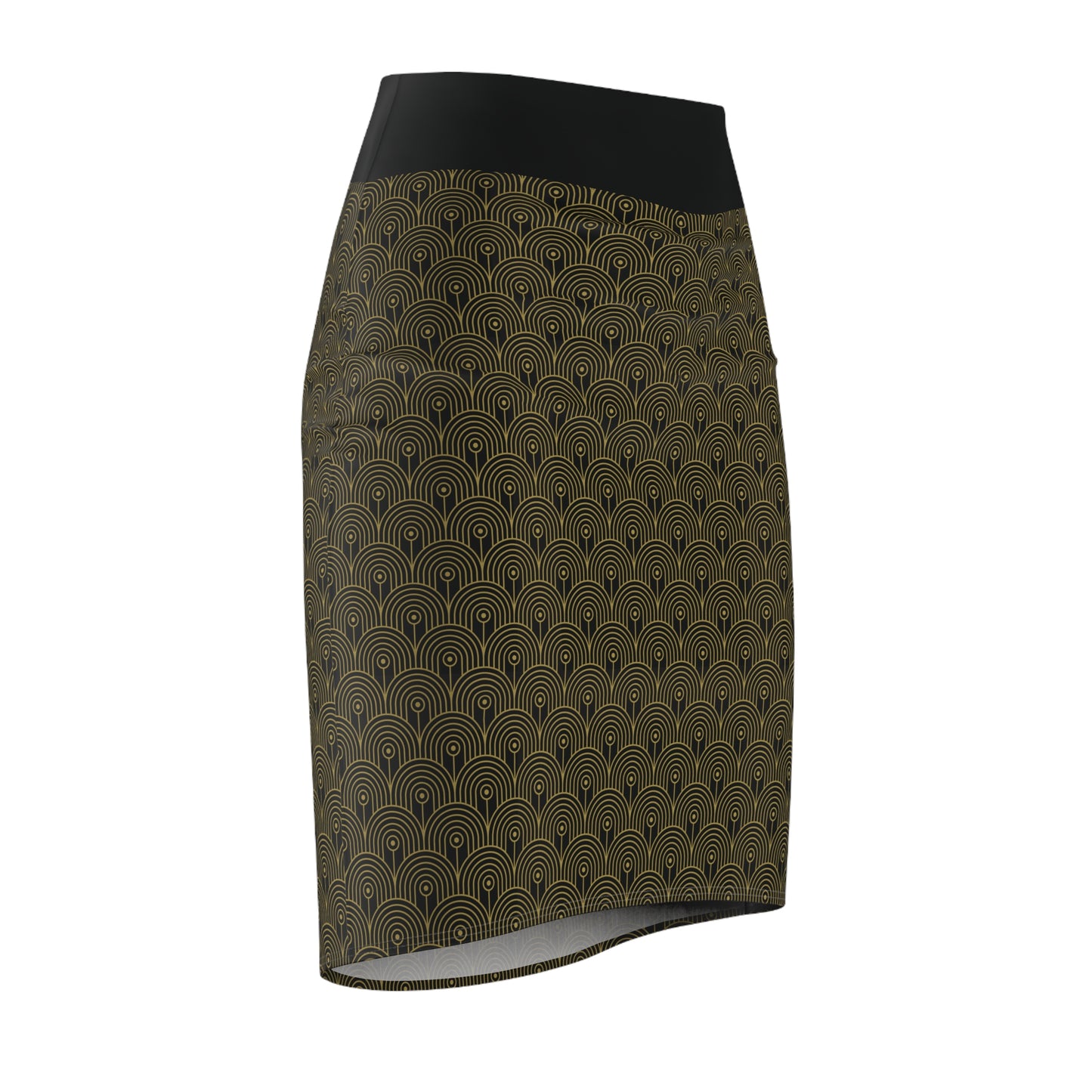 Art Deco 10 - Black 000000 - Women's Pencil Skirt