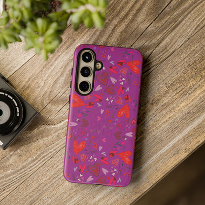 Heart Doodles - Deep Magenta B805AE - Tough Cases