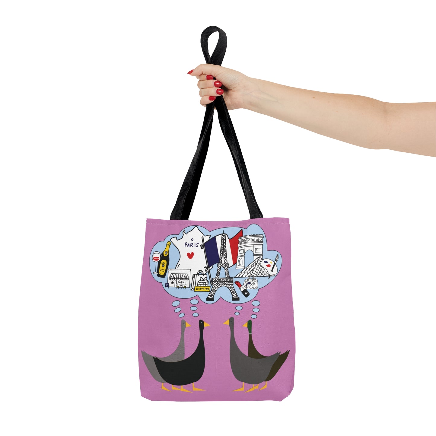 Ducks dreaming of Paris - Fuschia Pink ff8eff - Tote Bag