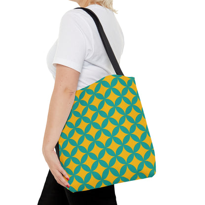 Yellow with green background geometric pattern - Tote Bag