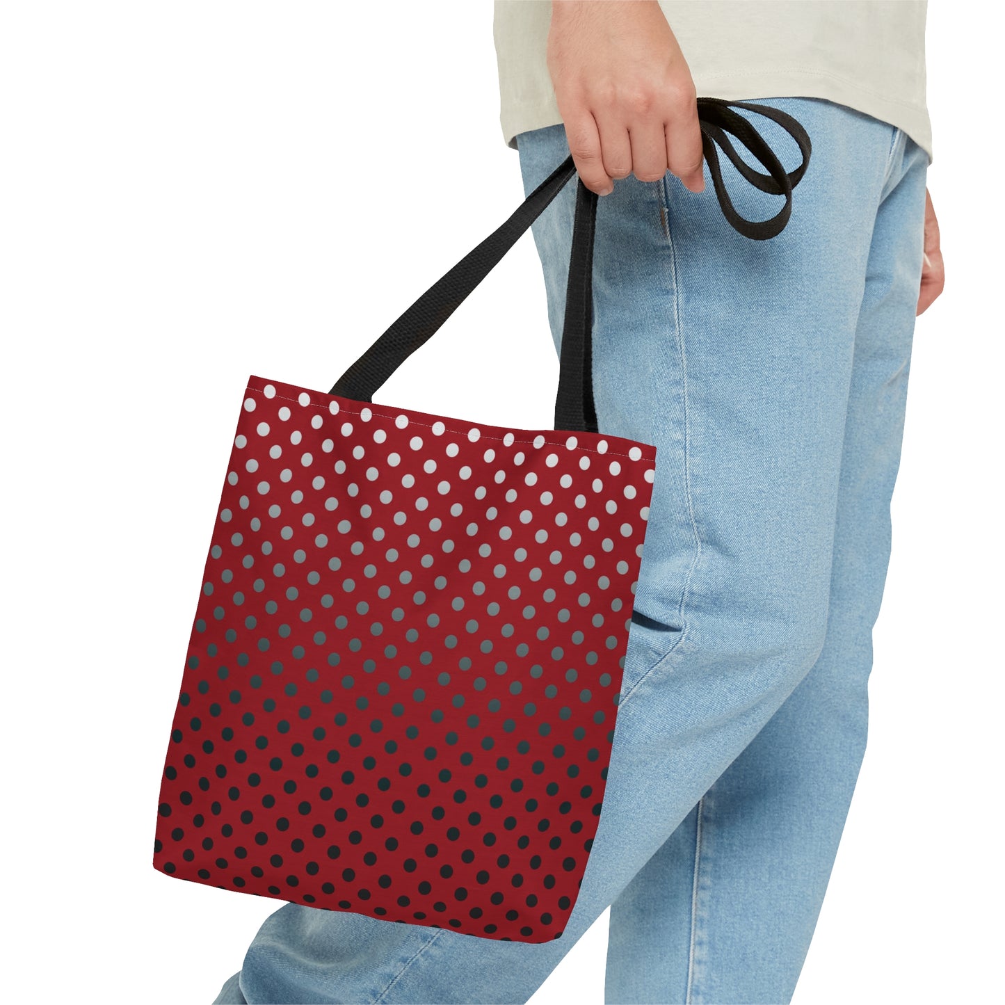 Red with Black Gray White Dots - Tote Bag